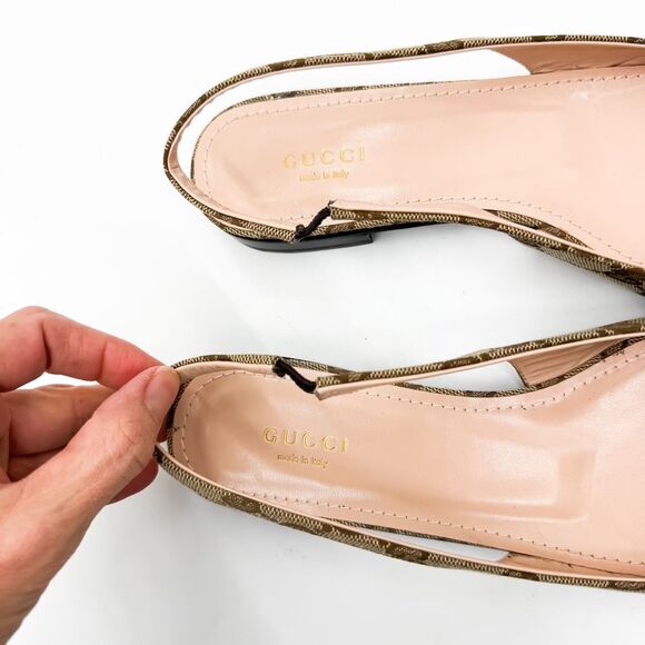 Gucci Horsebit GG Canvas Monogram Slingback Ballet Flats EU 39 US 9 - Picture 4 of 12